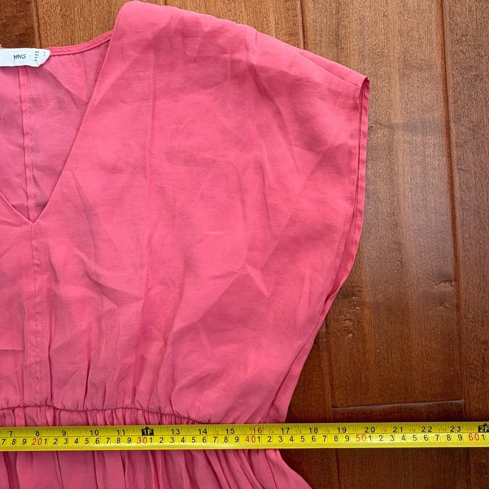 Mango Tiered V-Neck Mini Dress Womens Size 6‎ Pink